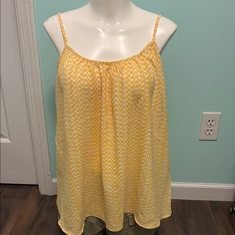 Yellow and White Relaxed Sleeveless Camisole